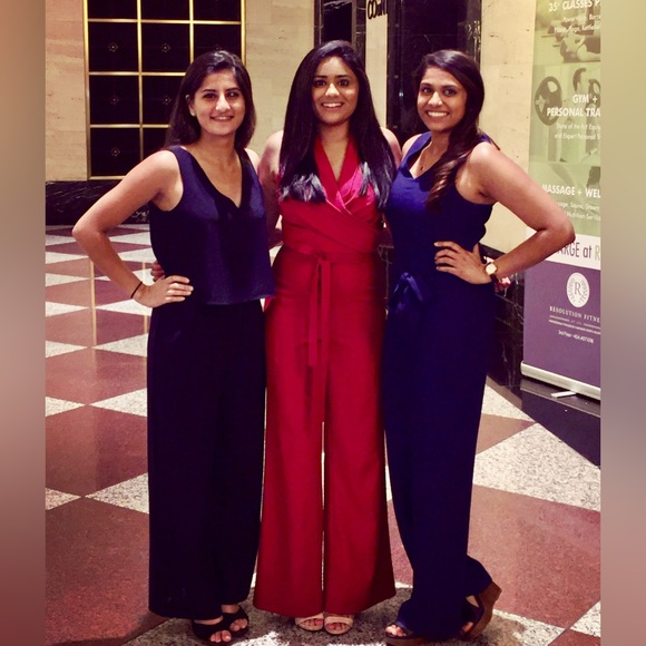 Red jumpsuit with waist tie - Picture 2 of 3